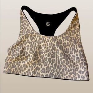 Calme Endurance Reversible Sports Bra Cheetah and Black Size Medium NWT